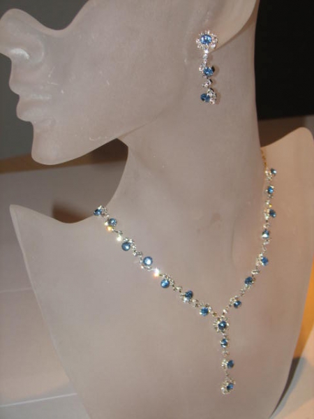 Collier-Set Strass blau